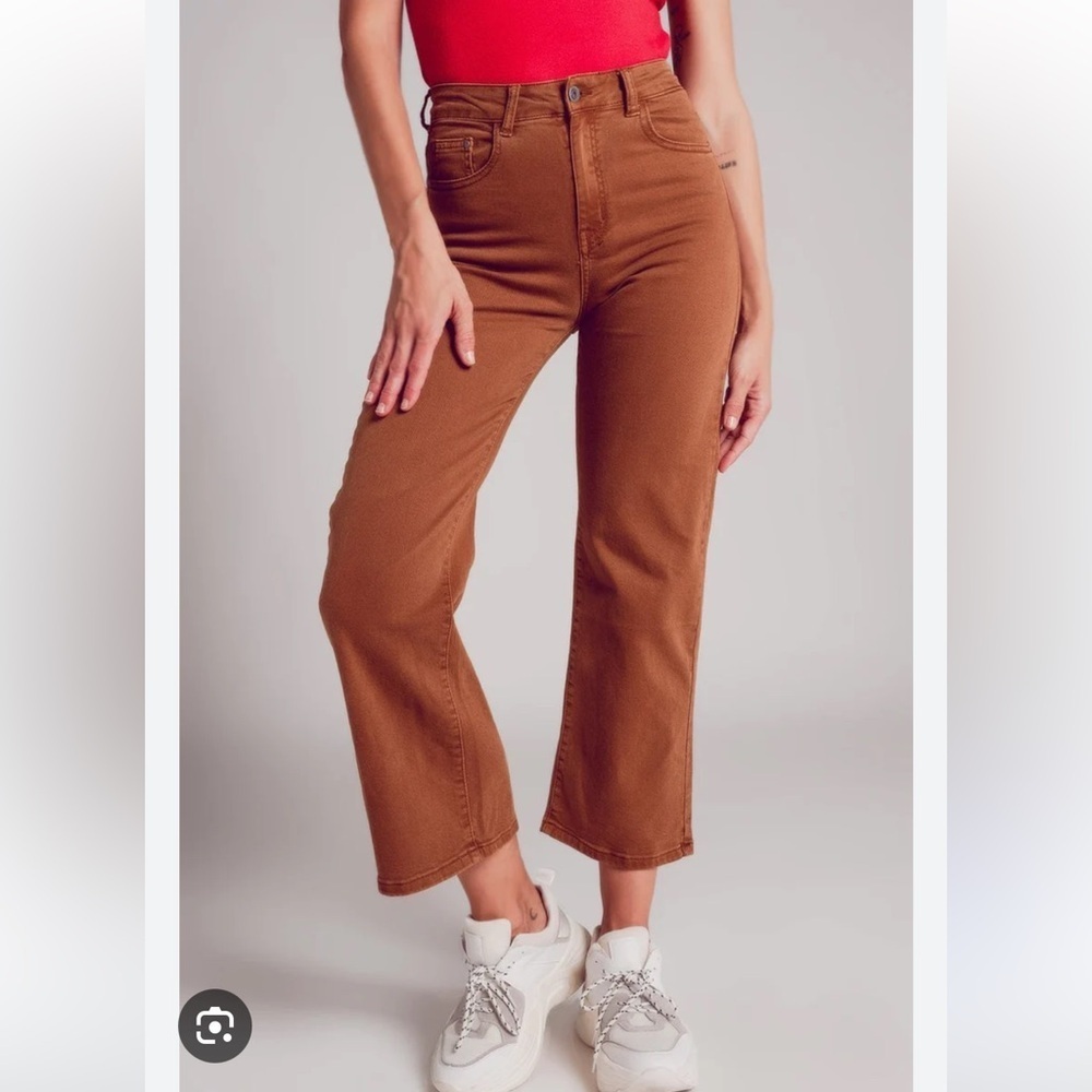 Q2 camel wide leg jeans